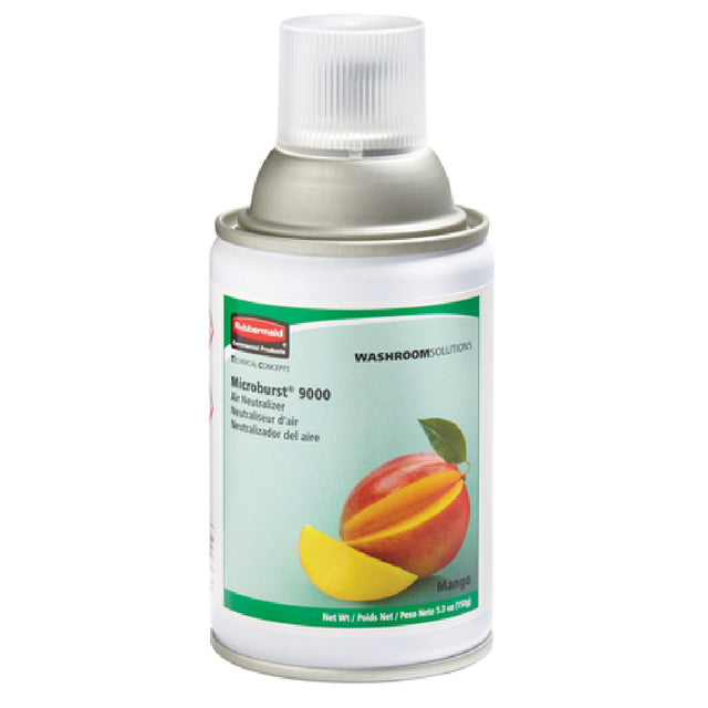 Rubbermaid FG401693 TC Microburst® 9000 Aerosol Air Neutralizer Refill Mango (V.OC Compliant In All U.S. States Canada & Mexico) (sold In Case Quantities Only)