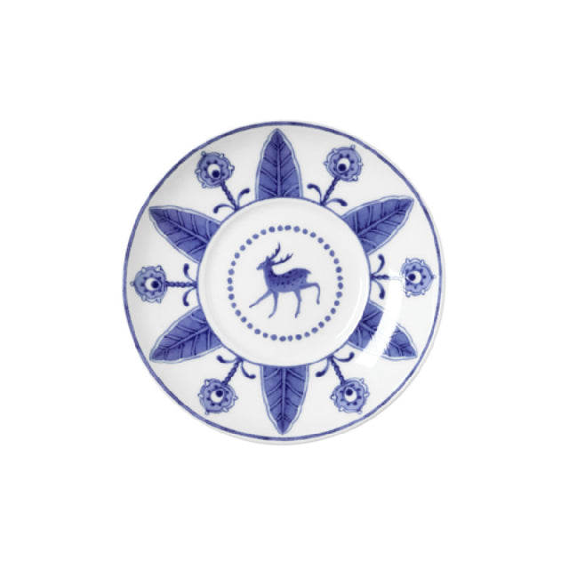 Steelite 82124AND0152V2 Espresso Saucer Coupe 4.75" X 0.75" Sultans Garden Blue