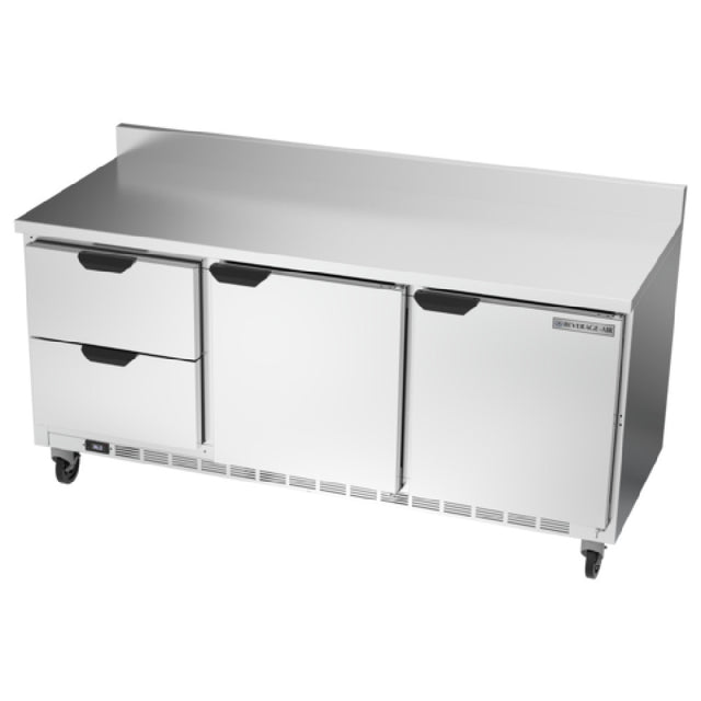 Beverage Air WTRD72AHC-2-FIP Worktop Refrigerator Three-section 35-1/2" Working Height