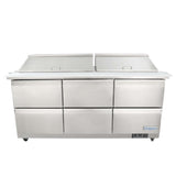 Empura E-KSP72M-D6 - Refrigerated Sandwich/Salad Mega Top Prep Table With Drawers