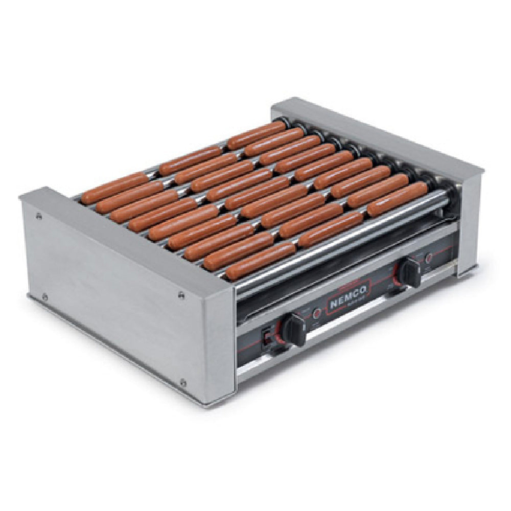 Nemco 8045SXW-230 Roll-A-Grill® Wide Hot Dog Grill Roller-type (10) GripsIt Coated Rollers