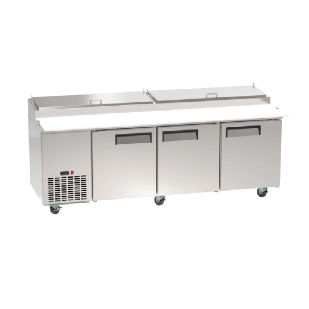 Hubert 213966 - Kratos 67K-043 92" Refrigerated Pizza Prep Table, 3-door, Holds 33°F To 40°F Temperature