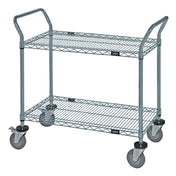 Quantum WRC-1860GY-2 Utility Cart 60"W X 18"D X 37-1/2"H (2) Wire Shelves