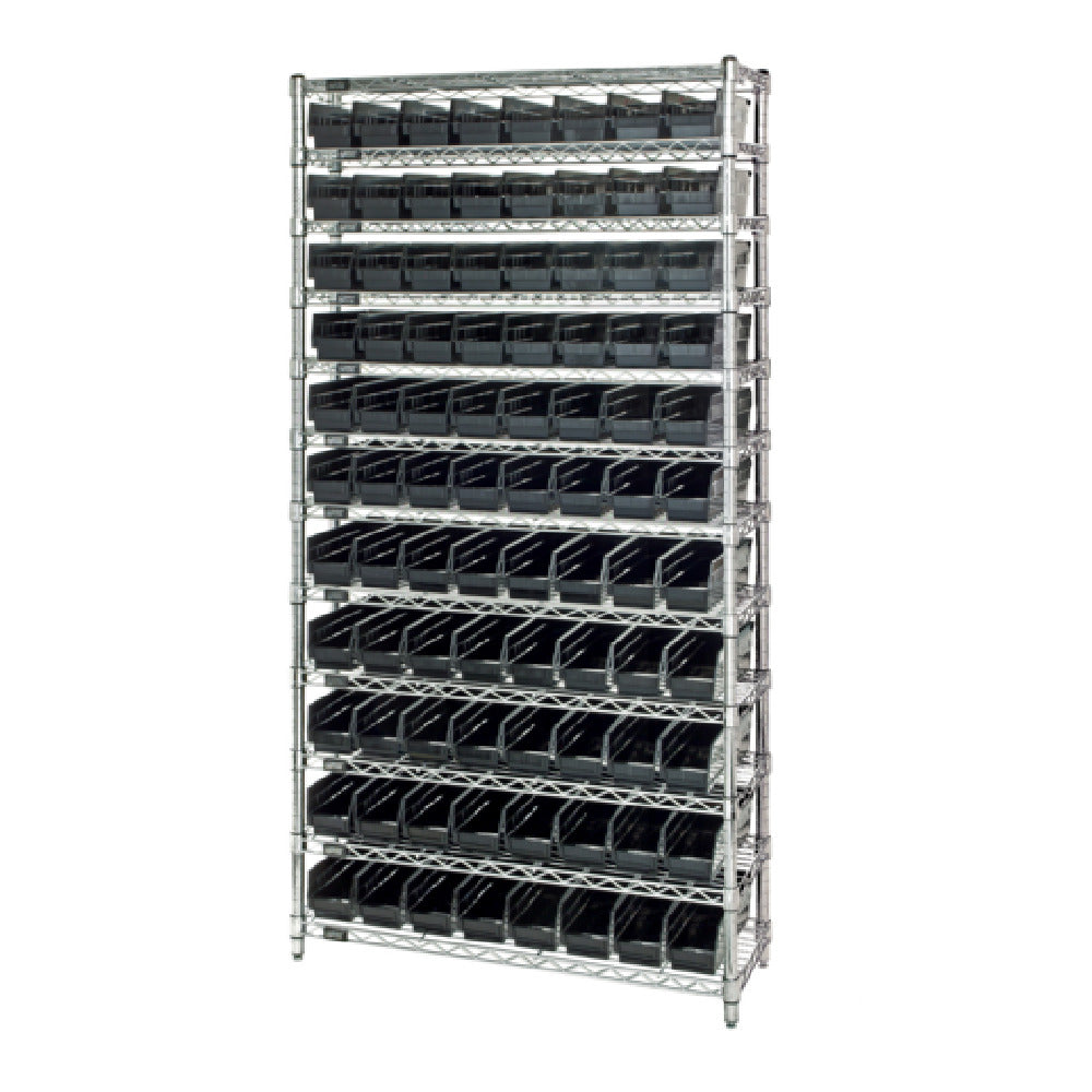 Quantum WR12-105CO Bin Wire Shelving System Conductive 36"W X 24"D X 74"H Overall Size