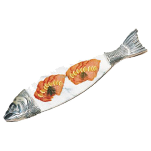 Bon Chef 9004MRED Salmon Dish 8" X 36" Marble Body & Aluminum Head & Tail With Ceramic-look Coating