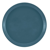 A round, flat fiberglass tray with a raised edge, shown from above. The solid dark teal Serving Camtray has a smooth, matte surface with no visible patterns or decorations. Dishwasher safe and set against a plain white background.