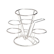 GET Enterprises 4-96283 Fry Cone Basket 4-1/4" Dia. X 6"H With Handle & (3) 2-3/4" Dia. Condiment Cup Holders