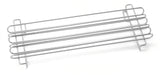 A chrome plated metal rack with four parallel bars and two end supports, designed as a Taco/French Fry Rail for holding items or providing ventilation. Shown on a white background, its rectangular form features a simple, minimalist design.