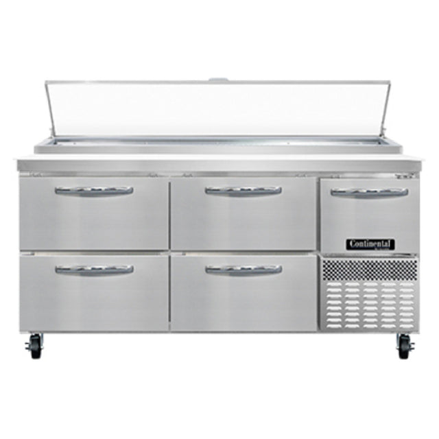 Continental Refrigerator PA68N-D Pizza Prep Table 68"W Two-section