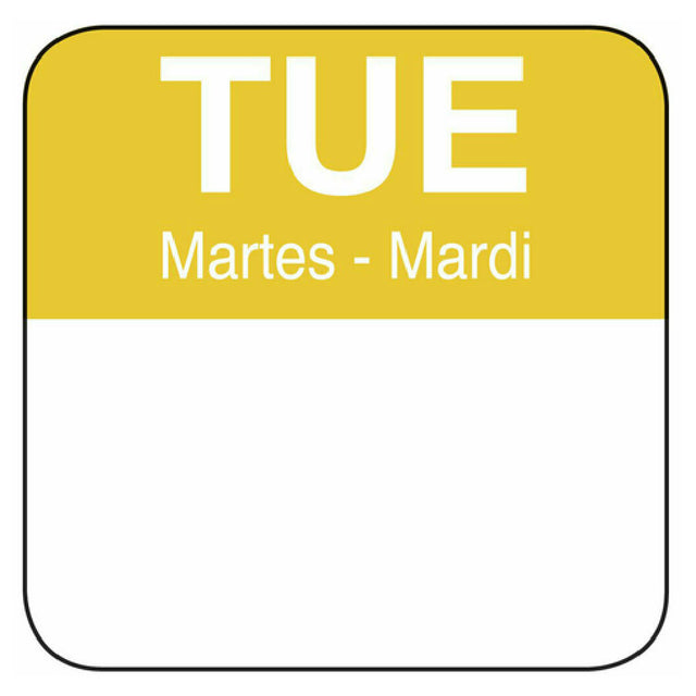 Hubert 42525 - Day Of The Week Label, "Tuesday", 1" X 1"
