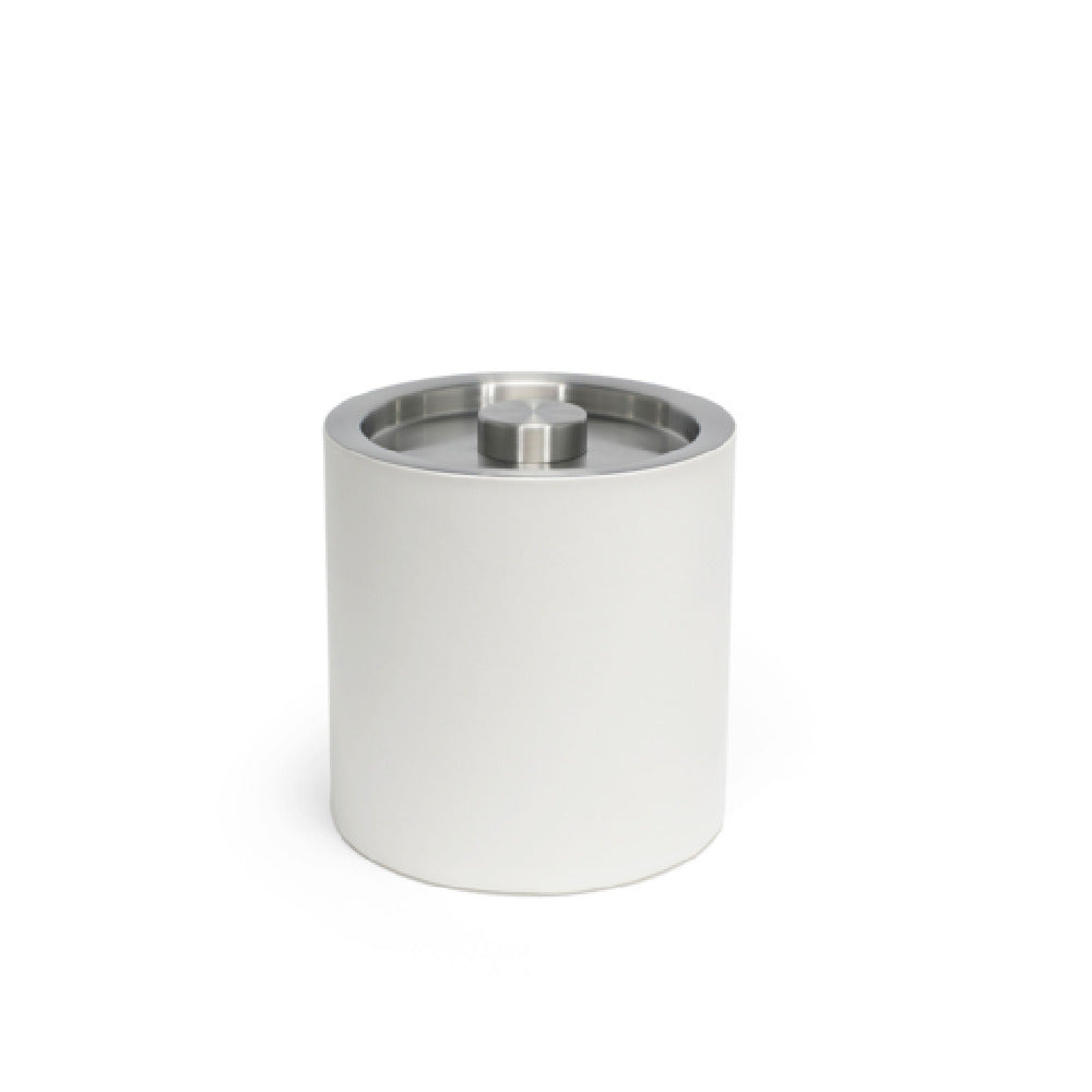 FOH RIB027WHL21 3.5qt Round London Ice Bucket White With Matte Black Lid Includes One RIB017WHL21-BTM 3.5qt Round London Ice Bucket Base White