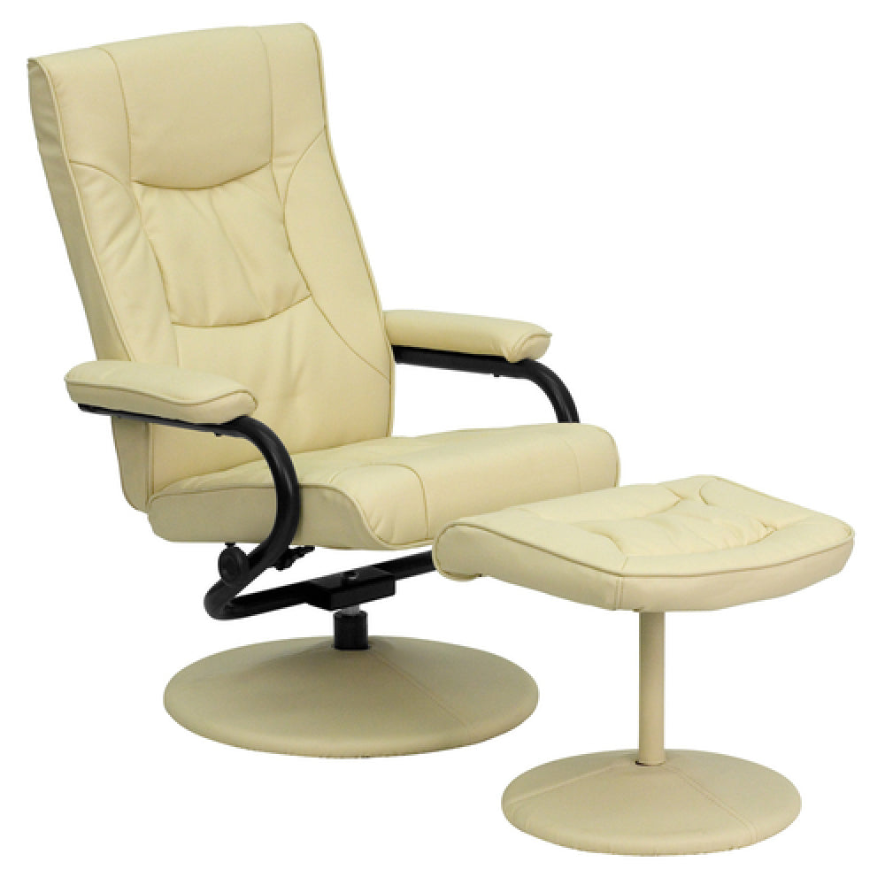 Flash Furniture BT-7862-CREAM-GG Leather Recliner and Ottoman, Cream - Thumbnail 5