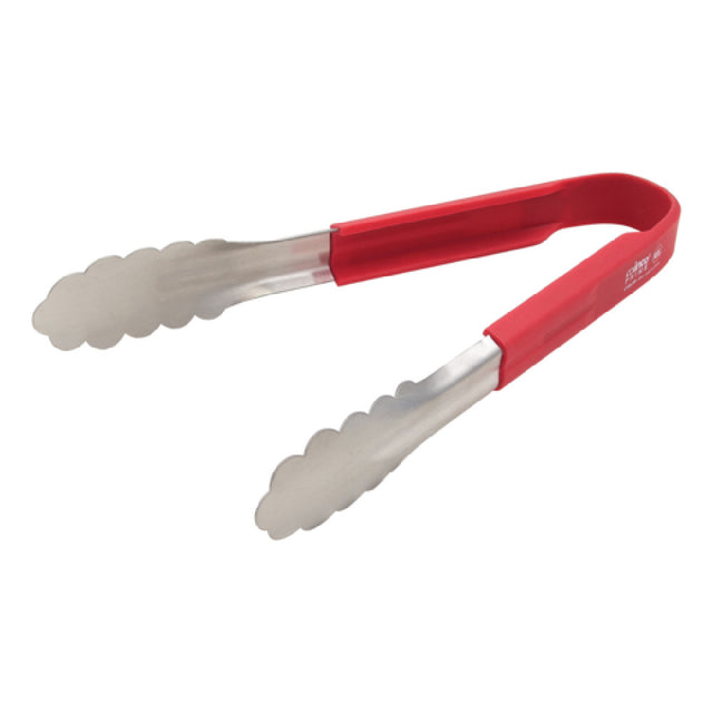 Winco UTSH-9R Utility Tongs 9" Red Silicone Handle