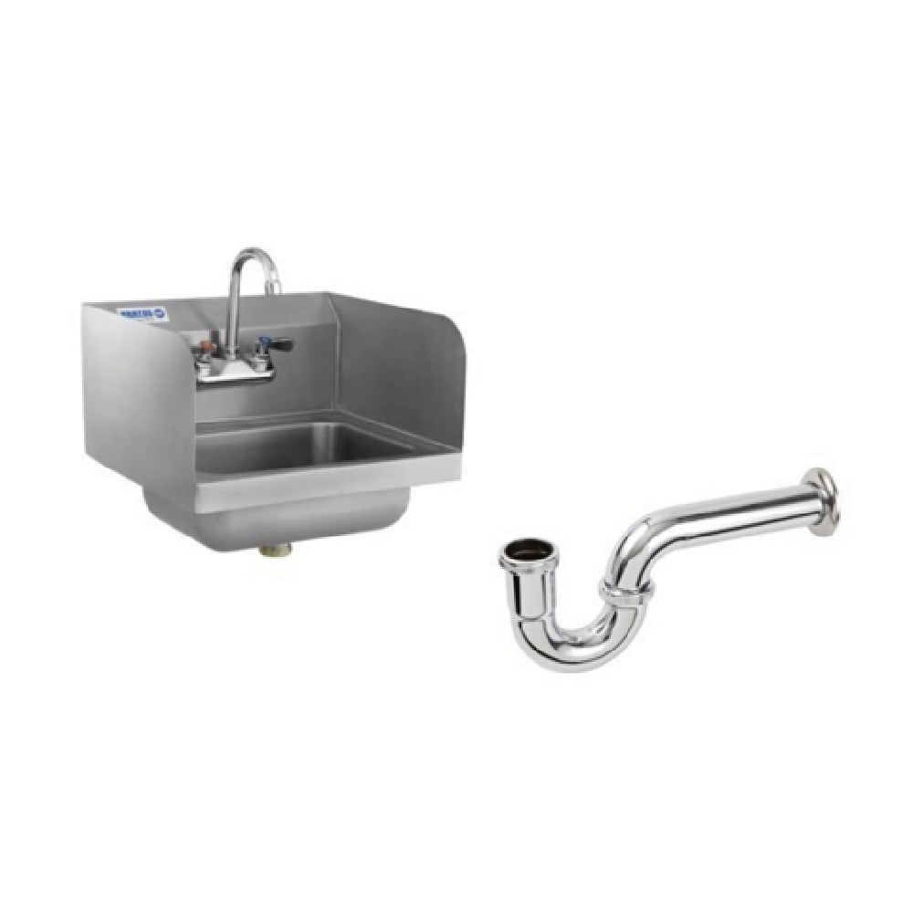 Hubert 157359 - Kratos Hand Sink With Gooseneck Faucet, 7-3/4" Side Splashes & P-Trap