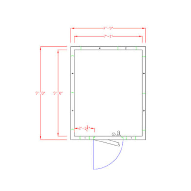 American Panel 8X10C-O Walk-In Cooler 7'-3-3/4" H X 7'-9" W X 9'-8" D Outdoor