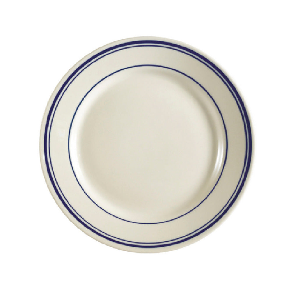 CAC China BLU-16 Blue Line Plate 10-1/2" Dia. X 1"H Round