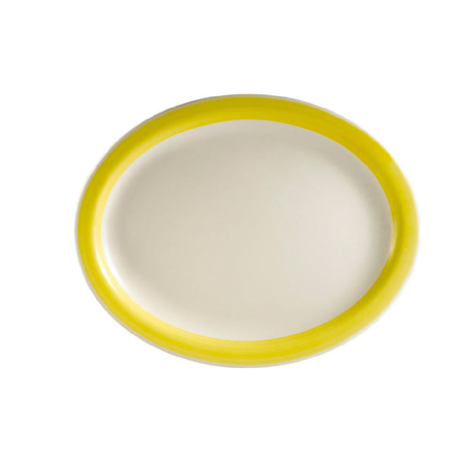 CAC China R-12NR-Y Rainbow Platter 9-1/2"L X 7-1/4"W X 1-1/4"H Oval