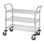 Quantum WRC-2436-3 Utility Cart 36"W X 24"D X 37-1/2"H (3) Wire Shelves