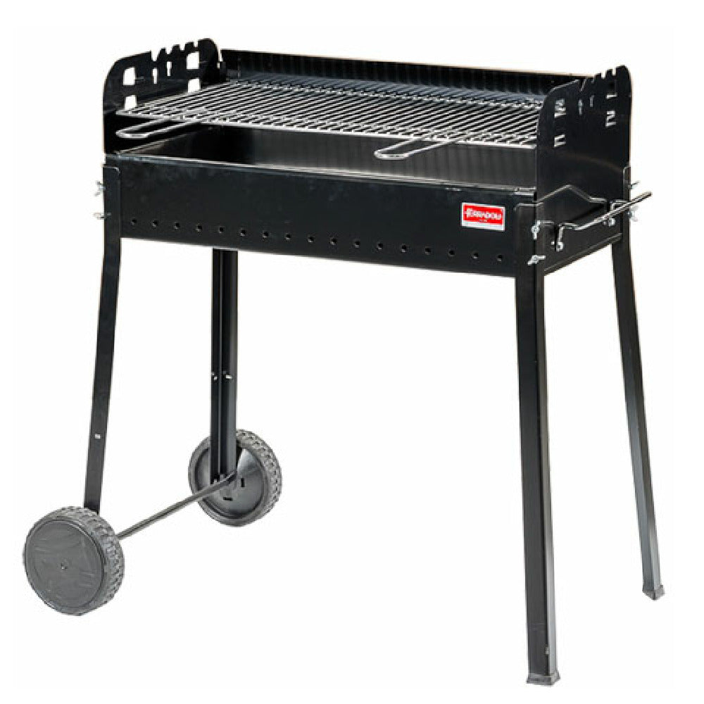 Omcan 47313 Painted Steel Charcoal BBQ Grill 37" H X 34.6" W X 18.9" D With Double Braizer And 2 Wheels