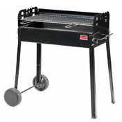 Omcan 47313 Painted Steel Charcoal BBQ Grill 37" H X 34.6" W X 18.9" D With Double Braizer And 2 Wheels