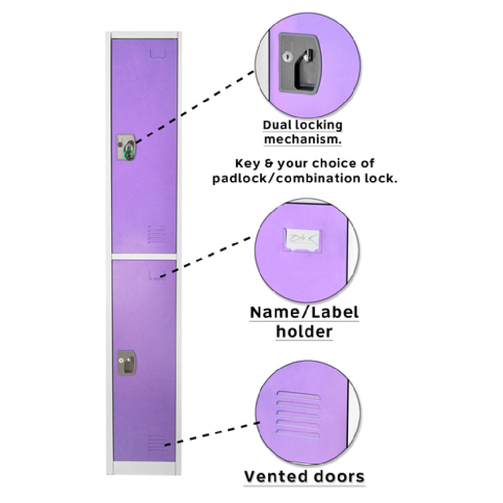 Alpine Industries ADI629-202-PUR Storage Locker 72" H X 12" W Double-compartment