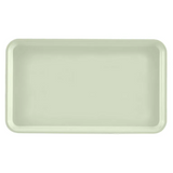 A rectangular, light green Camtray crafted from high-impact fiberglass is shown on a white background. This dishwasher safe tray has rounded corners and slightly raised edges, viewed from above to display its smooth, plain surface.