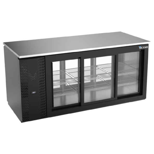 Victory VBB72HC-F-GS-PT-B - Pass-Thru Back Bar Refrigerator, Food Rated, Three-section