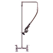 T&S Brass B-0122 Pre-Rinse Unit 8" Center Deck Faucet Gooseneck Reaches 18" Over Sink At Top