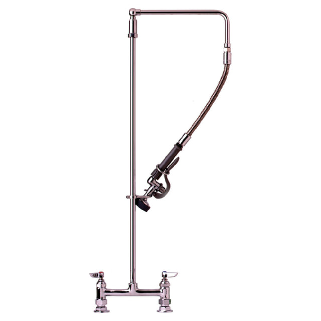 T&S Brass B-0122 Pre-Rinse Unit 8" Center Deck Faucet Gooseneck Reaches 18" Over Sink At Top
