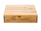 A rectangular Rustic Pine wooden box with smooth sides and visible wood grain. The box has a natural, light brown finish and sits on a plain white background—ideal as a display riser, highlighting knots and texture in the wood.