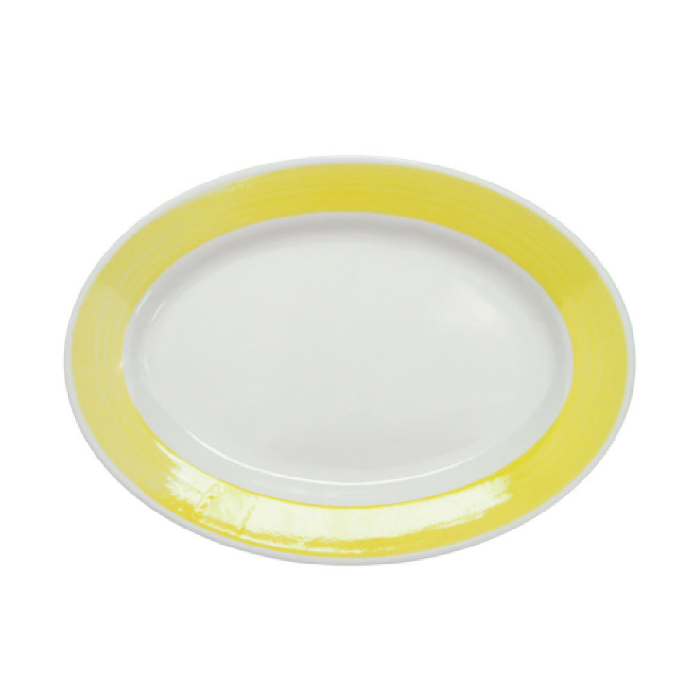 CAC China R-34-Y Rainbow Platter 9-3/8"L X 6-1/4"W X 3/4"H Oval
