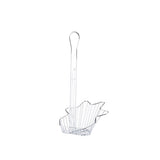 A chrome-plated TableCraft Taco Fry Basket with a long handle and a taco shell-shaped basket. Its vertical and horizontal wires create an open, airy structure, ideal for lifting and frying taco shells. The background is plain white.