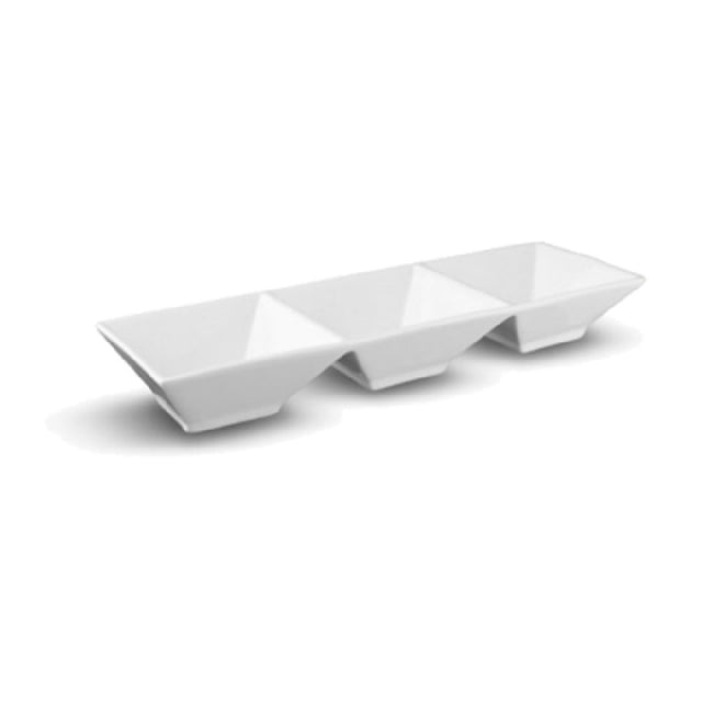 International Tableware FA3-9 Bowl Platter 9"W X 3"D X 1-1/4"H (3) 2 Oz.-compartment Square Wells