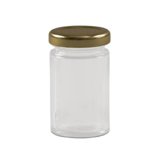 JB Prince X406 Mini Glass Jar 2.4 Oz. With Gold Plastic Screw Top Cap