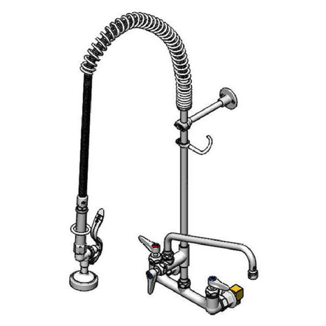 T&S Brass B-0133-12CRBKIT EasyInstall Pre-Rinse Unit 8" Wall Mount Mixing Faucet