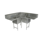 John Boos 3BCS-184-2D18-X "B" Series Corner Sink 3-compartment 58-1/2"W X 58-1/2"D X 44"H Overall Size