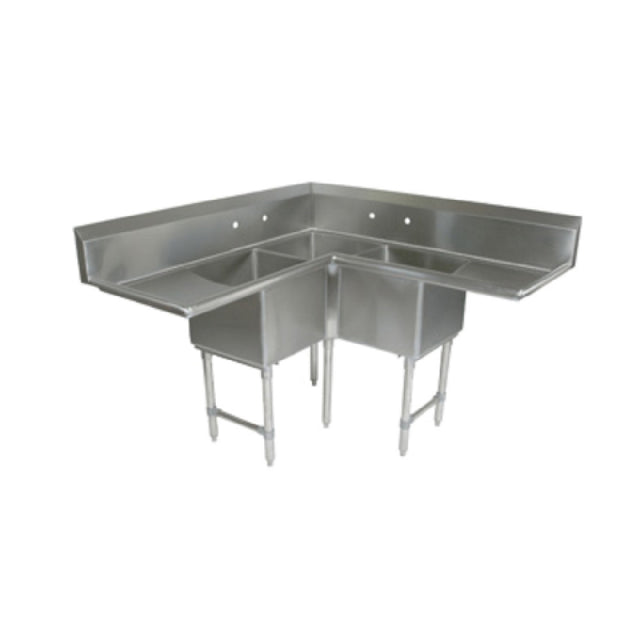 John Boos 3BCS-184-2D18-X "B" Series Corner Sink 3-compartment 58-1/2"W X 58-1/2"D X 44"H Overall Size