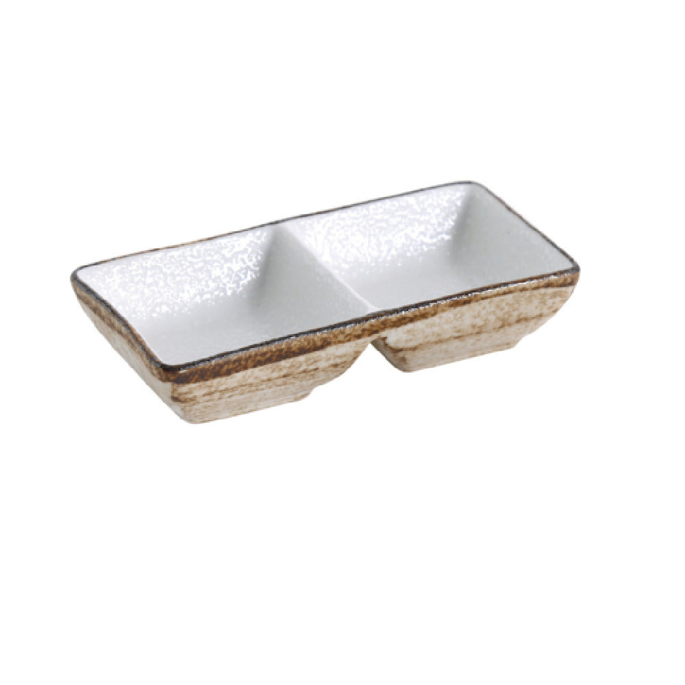Yanco RO-4031 Rockeye Divided Sauce Dish Dishwasher Oven And Microwave Safe