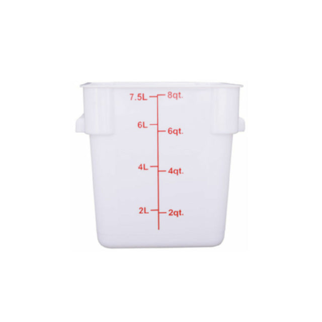 Hubert 29A-052 - Kratos® CenPro Square Food Storage Container, 8 Qt. Capacity, White