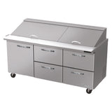 Blue Air BLMT72-D4RM-HC - Mega Top Sandwich Prep Table, Three-section, 72-3/8"W