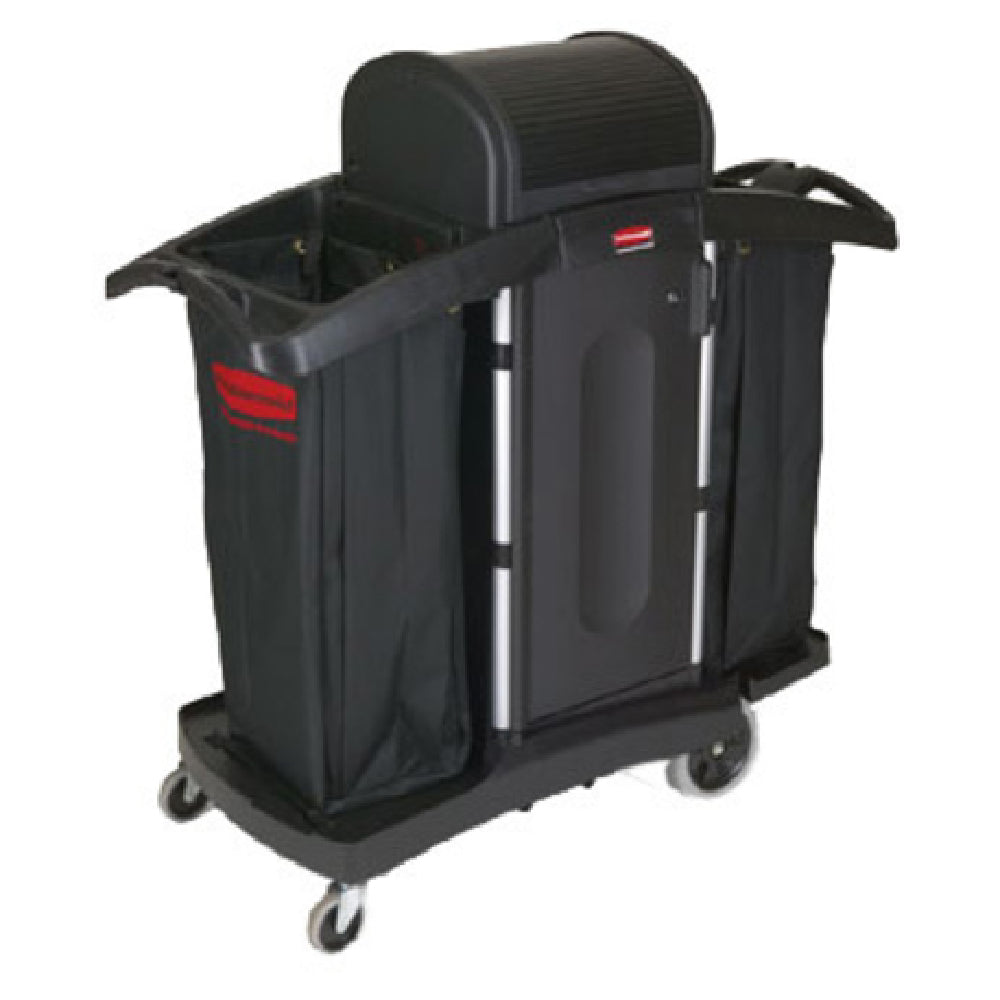 Rubbermaid FG9T7800BLA Compact Housekeeping Cart 51-3/4"L X 22"W X 53-1/2"H Locking Security Hood With Both Side Access