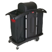 Rubbermaid FG9T7800BLA Compact Housekeeping Cart 51-3/4"L X 22"W X 53-1/2"H Locking Security Hood With Both Side Access