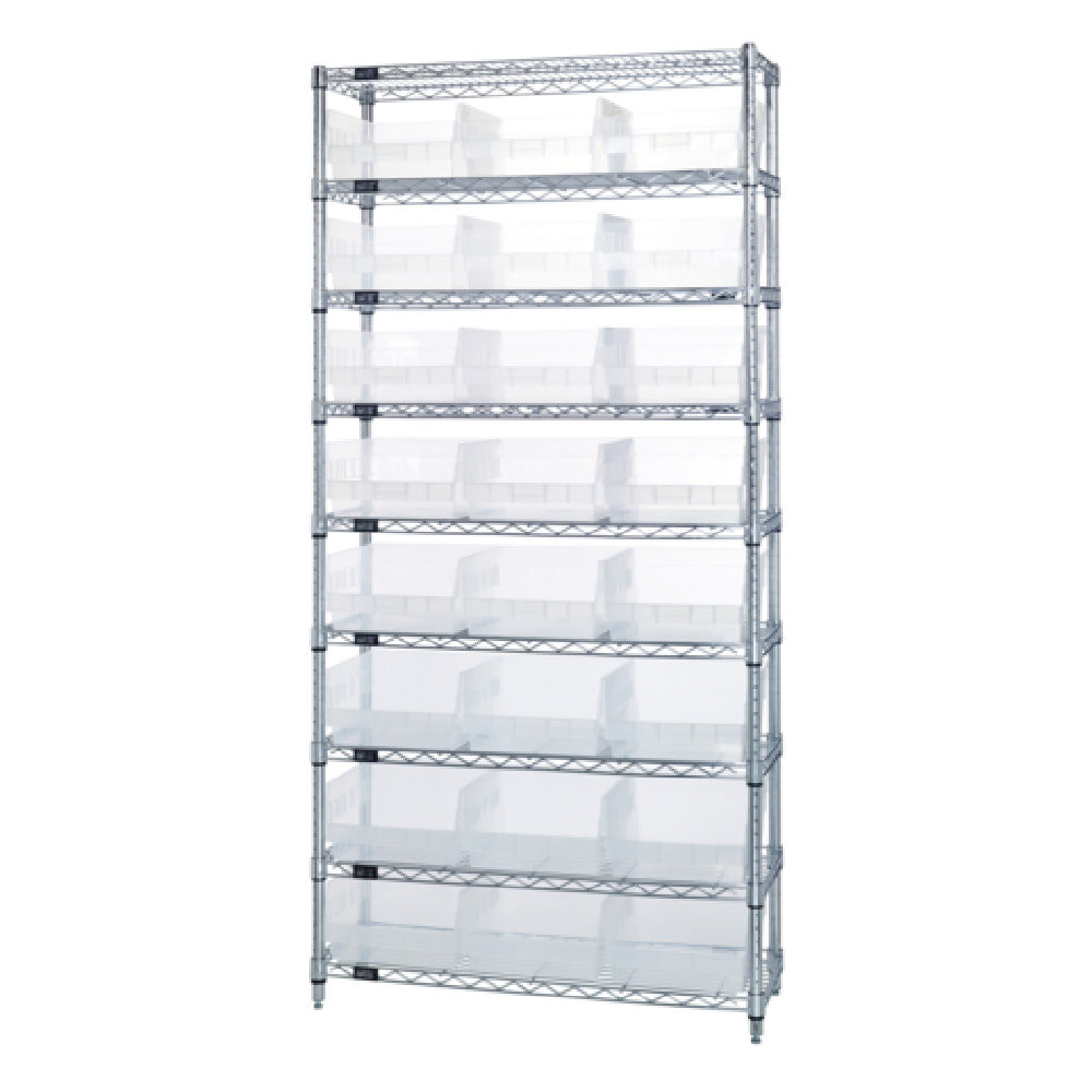 Quantum WR9-210CL Bin Wire Shelving System 36"W X 18"D X 74"H Overall Size 800 Lb. Capacity Per Shelf