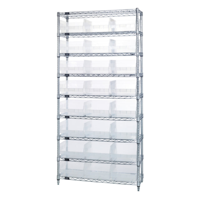 Quantum WR9-210CL Bin Wire Shelving System 36"W X 18"D X 74"H Overall Size 800 Lb. Capacity Per Shelf