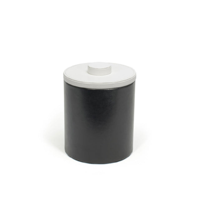 FOH RIB059BKL21 2qt Round London Ice Bucket Black With White Lid Includes One RIB014BKL21-BTM 2qt Round London Ice Bucket Base Black