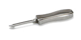 The Economy Peeler features a straight, sharp tempered steel blade and a curved, ergonomic handle for easy peeling. Its sleek metallic finish looks great, and it’s also dishwasher safe for effortless cleaning.