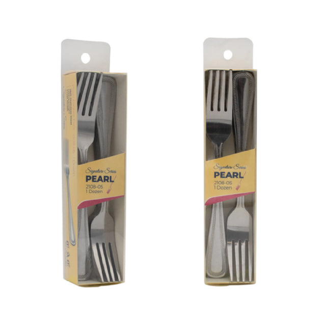 CAC China 2108-05 Pearl Dinner Fork 7 1/2" 18/0 Stainless Steel High Weight