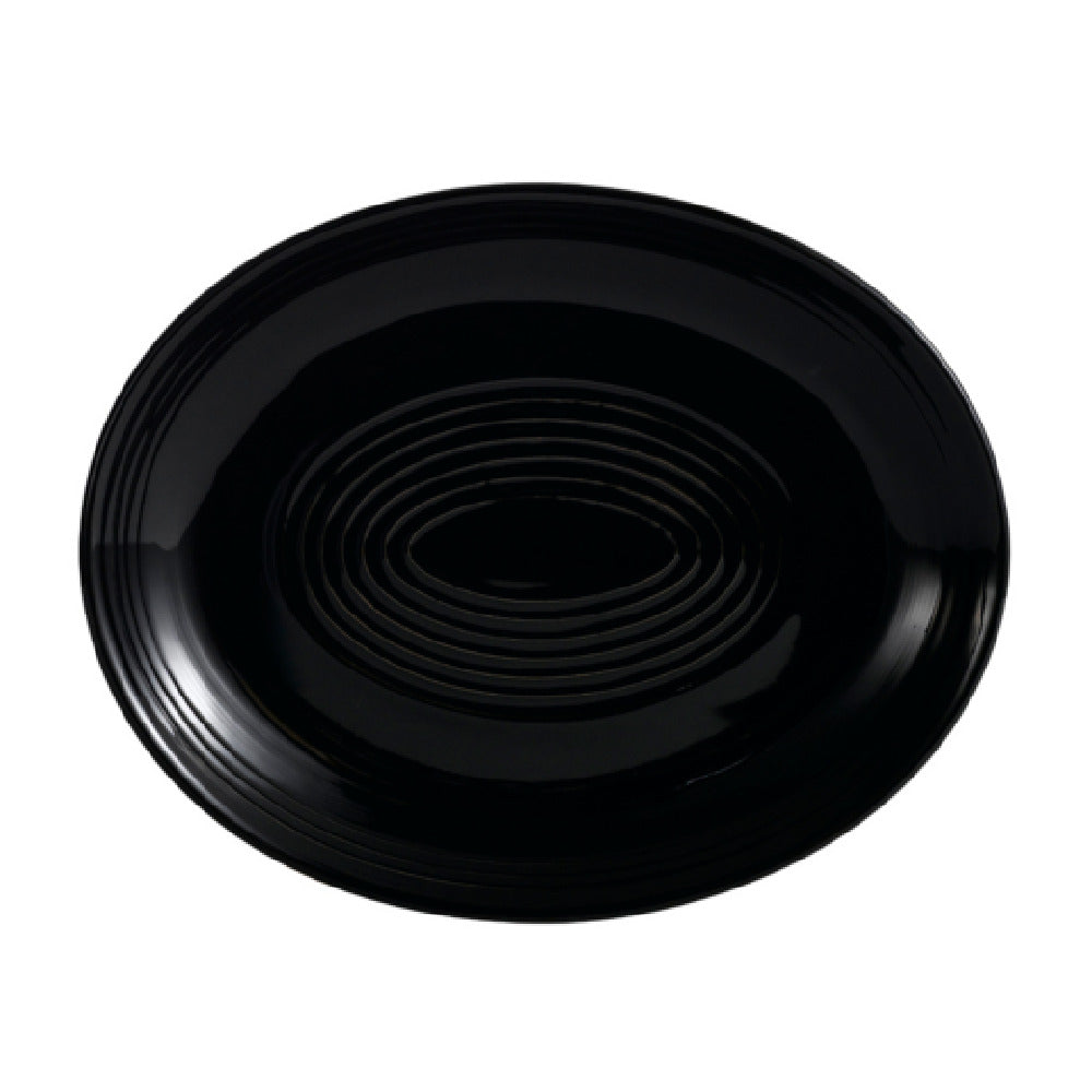 CAC China TG-14C-BLK Tango Platter 12-3/4"L X 10-1/4"W X 1-1/2"H Oval