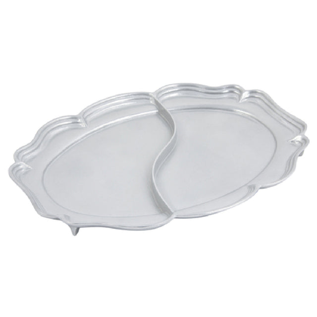 Bon Chef 2029D Queen Anne Divided Platter 16-3/4" X 22" Aluminum With Pewter-Glo Finish