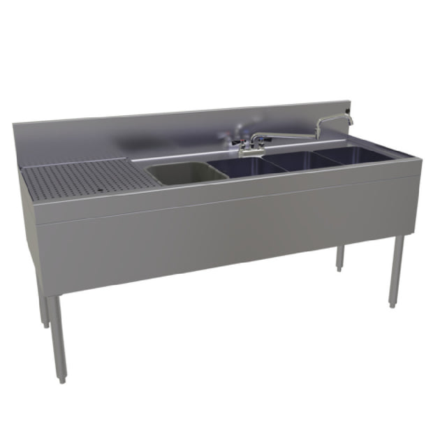 Glastender FSB-66R-S Underbar Sink Unit Four Compartment 66"W X 24"D